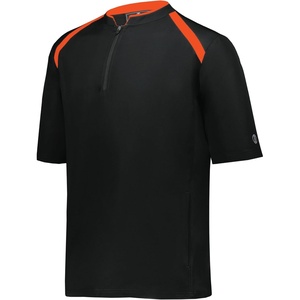 image:imageHolloway Clubhouse Short Sleeve Pullover Cage Jacket  Stretch Mesh Quarter Zip Low Profile CollarBlackOrange
