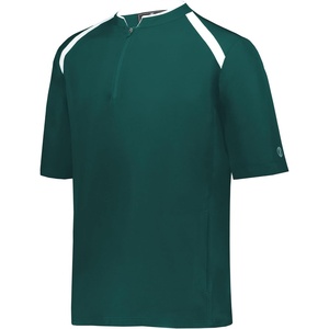 image:imageHolloway Clubhouse Short Sleeve Pullover Cage Jacket  Stretch Mesh Quarter Zip Low Profile CollarDark GreenWhite