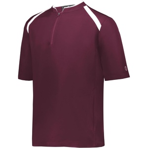 image:imageHolloway Clubhouse Short Sleeve Pullover Cage Jacket  Stretch Mesh Quarter Zip Low Profile CollarMaroonWhite