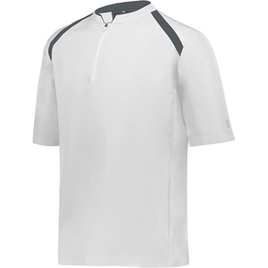 image:imageHolloway Clubhouse Short Sleeve Pullover Cage Jacket  Stretch Mesh Quarter Zip Low Profile CollarWhiteGraphite