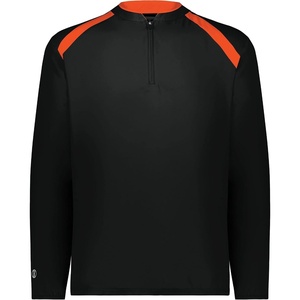 image:imageHolloway Mens Clubhouse Pullover Cage Jacket  Quarter Zip  Stylish Long Sleeves  Ultimate ComfortBlackOrange