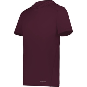 image:imageHolloway Mens Powered By Coolcore Short Sleeve Hoodie  Athleticfit Gym Hoodie With 4way Stretch and Cooling FabricMaroon
