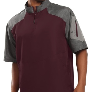 image:imageHolloway Raider Pullover Cage Jacket  WeatherResistant Quarter Zip Athletic Wear with Sleeve PocketCarbon PrintMaroon