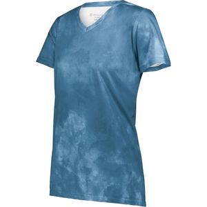 image:imageHolloway Womens Ladies Stock CottonTouch Poly TeeColumbia Blue Cloud Print