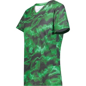 image:imageHolloway Womens Ladies Stock CottonTouch Poly TeeDark Green Shockwave Print